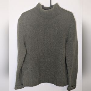 J Crew Sz M Merino Alpaca Blend Mockneck Washable Wool Sweater Olive Green